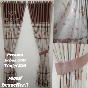 Gorden Blackout motif bunga tulif ukuran Besar Dan Tinggi Hordeng Jendela Minimalis Model Semokring