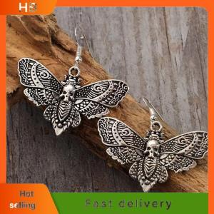 HB Gothic Vintage Skull Moth Ear Hoops For Women Girls Fashion Witch Jewelry Accessories Gift Charm Pendant Earrings