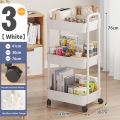 3 Tier Trolley Cart Organizer Heavy Duty Rolling Utility Cart with Wheels and Handle. 