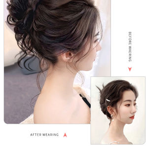 [Blue Sea Mall] Synthetic Curly Bun Messy Claw Chignon Clip Elastic Hair Scrunchies Hairpieces Donut Updo Hair Pieces For Women
