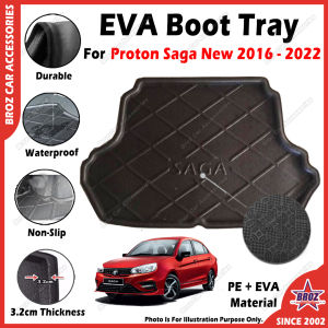 For Proton Saga 2016-2022 EVA Copolymer Car Boot Tray Luggage Cargo Trunk Tray Dulang But Kereta 汽车后箱垫