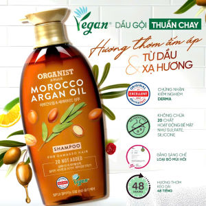 Dầu gội thuần chay Organist Morocco Argan Oil 500ml giúp làm sạch gàu và làm dịu mát da đầu nuôi dưỡng tóc khoẻ mạnh