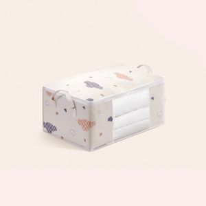 Foldable Non-woven Fabric Storage Box Organizer Large Capacity Dustproof Quilt Clothes Toy Bag Clear Window Zipper Bedroom