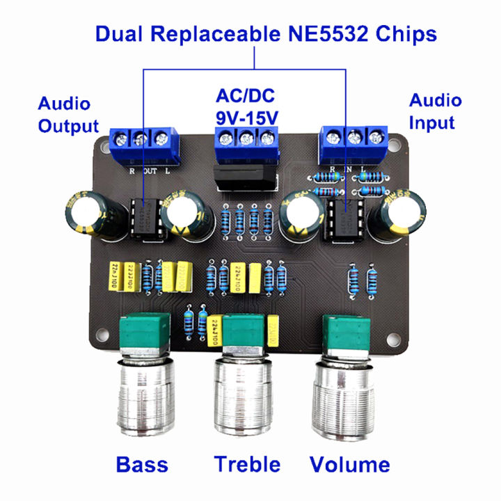 Dual NE5532 Tone Stereo Preamplifier Board Audio HiFi Amprifier