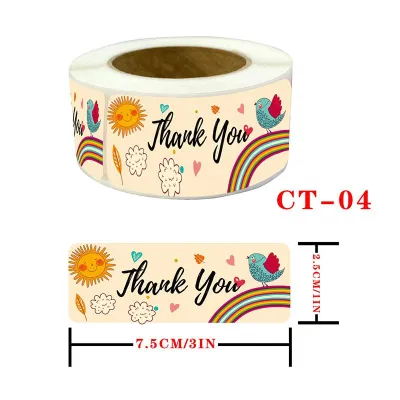 120pcs/roll Rectangle Thank You Stickers Sealing Labels Small Business Packaging Decals Gifts Wrapping Party Crafts Supplies