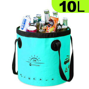 20L/10L Outdoor folding bucket camping portable bucket bag fishing folding tote bucket portable storage bag 500DPVC mesh cloth