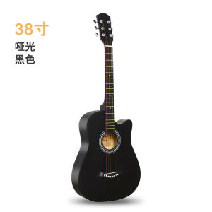Black 38 Inch Acoustic Guitar - Ideal Size Quality Wood Material Clear Warm Sound Smooth Tuning Pegs Cutaway Design Lightweight Portable - Perfect for Beginners Students Music Lovers
