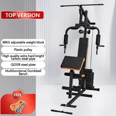 Home Gym Equipment Set MachineGym Set For Home WorkoutMultifunctional Comprehensive Training DeviceHome Gym StationFitness Workout Press Trainer Smith Machine With 68KG / 150LBS Weight Stack -Lats Pull Down Leg Arm Ab Back Workout