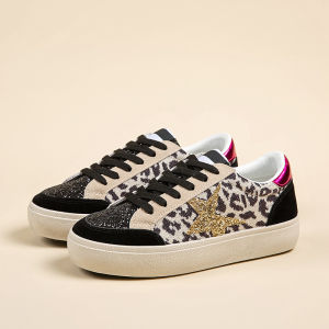 IELGY 2024 Light Fashion Star Leopard printing Whiteboard Shoes Soft Sole Womens Platform Casual
