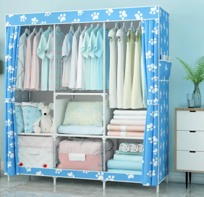 Multi Functional Wardrobe With Hanging Rod And Dustproof Cover