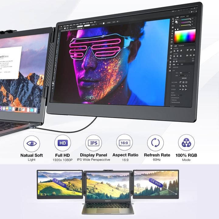 [Fancytoy] OFIYAA P2 S2 14inch Portable Triple Monitor Screen For ...