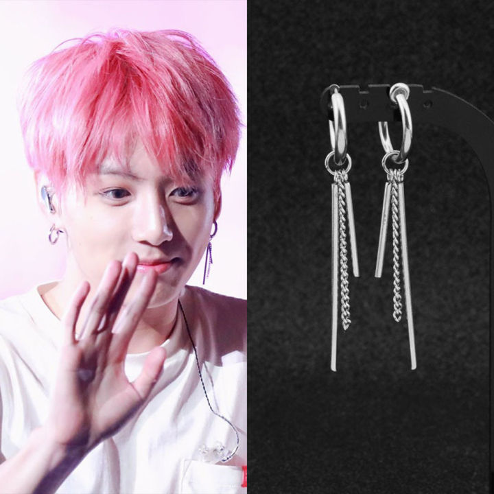 Buy Fanst Stylish Earrings 4Pcs BTS Earrings DNA Korean Earrings Long Men  Bangtan Boys V DNA Earrings Set at Amazon.in