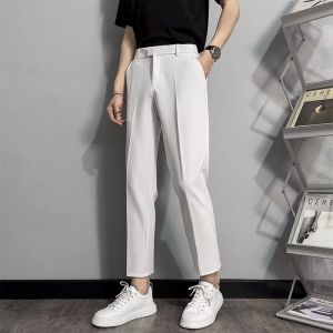 Spring and Autumn Casual Trousers Nine-point Pants Non-iron Trendy Korean Version Fashion Business Simple Straight-leg Pants for Men