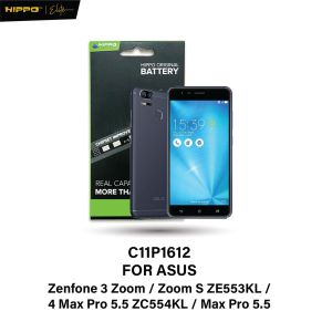 Hippo Baterai Asus C11P1612 Zenfone 3 Zoom / Zoom S ZE553KL / 4 Max Pro 5.5 ZC554KL / Max Pro 5.5 5000mAh Battery Batere Batrai Batre Original Cell Garansi resmi