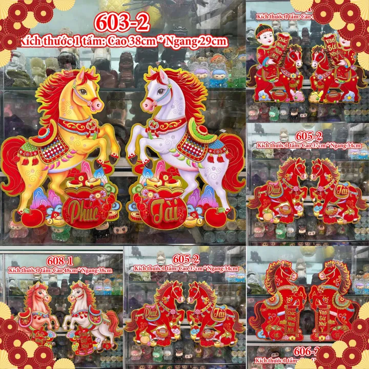 Combo 2 Hình Giấy Bính Ngọ Năm Ngựa Dán Treo Trang Trí Tết Năm Mới Vạn ...