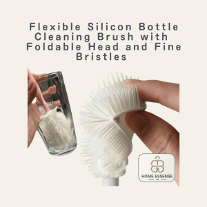 Home Essense SG Flexible Silicon Bottle Cleaning Brush with Foldable Head and Fine Bristles for Efficient Cleaning of Bottles and Small Containers