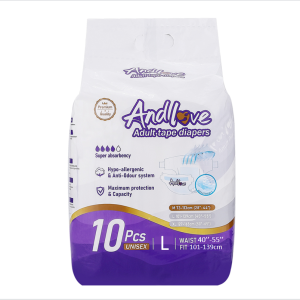 【ซึมเร็วสุด!！】ผ้าอ้อมผู้ใหญ่ Andlove ใช้ได้ทั้งชายหญิง ปลี่ยนง่าย L(5Pack / 50Pcs) adult diapers ผ้าอ้อมแบบเทป