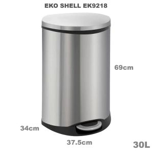 EKO SHELL EK9218 Premium Stainless Steel Pedal Bin 30L/50L - Soft Closing Durable Office/Commercial Bin