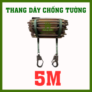 Thang dây thoát hiểm có chân đế chống tường độ dài 5m 10m 15m bao gồm cặp móc. Sản phẩm đã được kiểm nghiệm theo đúng tiêu chuẩn TCVN về PCCC