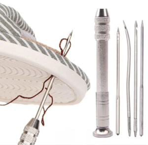 ชุดเครื่องมือซ่อมแซมรองเท้าเอนกประสงค์แบบเปลี่ยนได้ชุดเข็มเย็บผ้าเจาะงานเย็บหนัง DIYเครื่องมือซ่อมแซมรองเท้าเย็บแบบถอดได้ Jahit Kulit