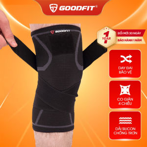 Bó gối GoodFit GF511K chính hãng đai bảo vệ khớp gối thể thao co giãn 4 chiều kèm dây quấn trợ lực