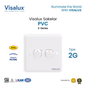 Visalux Saklar PVC E-Series - 2G White / Sakelar Premium (VSE3021)