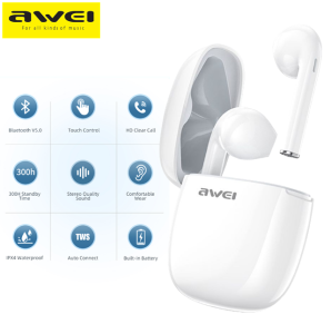 Awei T28 TWS Stereo Smart Wireless Bluetooth Earbuds with Charging Case Waterproof Earbuds