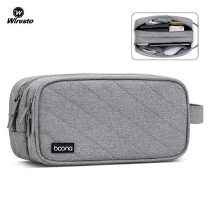 Wiresto Digital Storage Bag Multifunctional Travel Organizer Double Layer Large Capacity Electronic Gadget Bag USB Cable Storage Bags Large Cable Organizer Bag Accessories U Disk Hard Drive Accessories Storage Bag