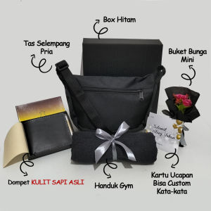 Hampers set kado tas pria serba hitam gift set ultah cowok hadiah ulang tahun wisuda pernikahan