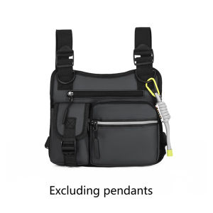 CRYST ผ้าอ๊อกซ์ฟอร์ด กระเป๋าคาดอกผู้ชาย จุได้มาก กระเป๋าหลายช่อง กระเป๋าเสื้อกั๊กของผู้ชาย ซิปมีซิป มีแถบสะท้อนแสง กระเป๋า Crossbody ข้อความ ใช้ได้ทุกเพศ