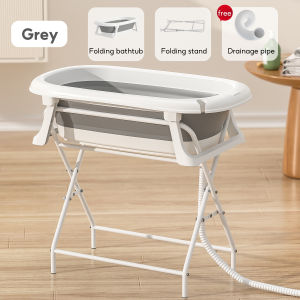 COD Foldable Baby Bathtub with Stand Newborn to Toddler Baby Shower Bath Tub | Anti-Slip Base | Space-Saving Besen Mandi Bayi for 0-8 Years Old