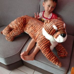 BONEKA KUCING MACAN HARIMAU SINGA TUTUL LORENG BELANG JUMBO BESAR 1 METER LION TIGER DOLL COKLAT MAINAN KARAKTER BINATANG