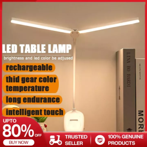Led Clamp Double Head Desk Lamp Flexible Gooseneck Touch Dimming Table Lamp USB Charging Clip On Lamp For Office