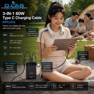 D.LAB 3-in-1 60W Type C Charging Cable (NPLUS3) - Support a Homegrown Singapore Brand D.LAB Dezign Laboratories