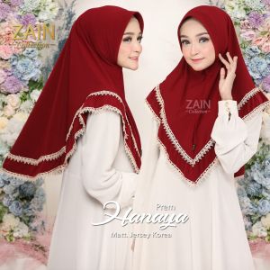 Zain Collection - Hanaya Prem Hijab Instan Syari Pet Antem Jersey Korea Rempel Renda