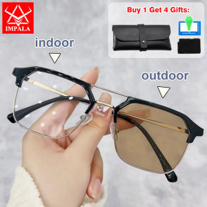 IMPALA FL2068P Thời trang photochromic kính máy tính cho nam giới và phụ nữ tự động thay đổi màu sắc ống kính UV400 chống ánh sáng xanh 3 màu có sẵn có thể mặc trong nhà và ngoài trời với kính trường hợp