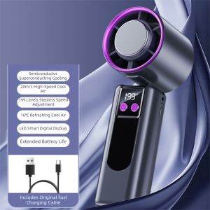 JOMEY 199 Gear Wind Handheld Fan Semiconductor Refrigeration High Speed Portable Cooling Fan compact Foldable Mini Turbo Fan Walking