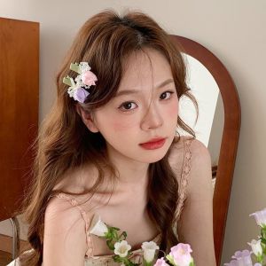 Sweet Tulip Pearl Hairpin for Women Girls Light Pink Elegant Floral Hair Clips Duckbill Clip Barrettes Headband Hair Accessories h260630