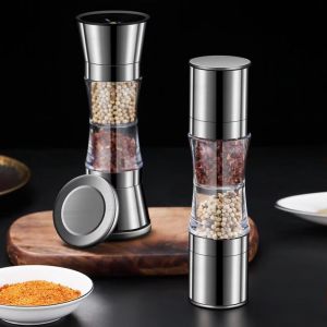 ROBERTA Double-head Pepper Grinder Adjustable Manual Salt Mill Seasoning Tool Professional Spice Grinder Restaurant