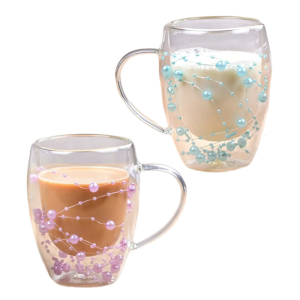 Double Walled Glass Cups 350ML Insulating Coffee Glasses Simple Glasswares Suitable for Ice Cream and Iced