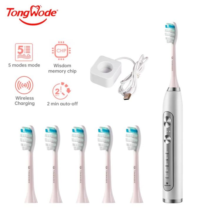 Tongwode Ultrasonic Electric Toothbrush Wireless Charging Ipx7