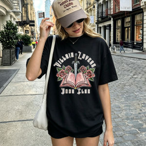 [Local Stock] HBESTY  Villain Lovers Book Club Graphic T-Shirt Dark Romance Sword Pink Rose Vintage Short Sleeve Casual Novel Reader Summer Gift Tee