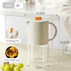 Bình đựng nước thủy tinh borosilicate cao cấp siêu trong và chịu nhiệt bình nước phòng khách 1800ml thủy tinh