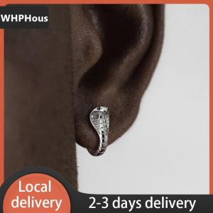 [COD] WHPHous Ship within 24 hours Fashion Punk Gothic Copper Zircon Green Eye Snake Earrings For Men Women Hip Hop Personality Cool Cobras Hoop Earrings Jewelry