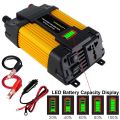 Modified sine wave high-frequency 4000W/6000W peak inverter DC 12V to AC 220V converter car power charger inverter, with 2.1A dual USB ports Battery ys clip LED display screen. 