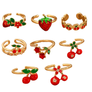 Modern Cherry Rings Date Comfortable Rings Adjustable Rings Copper Texture Suitable for Trendy Youthful Women