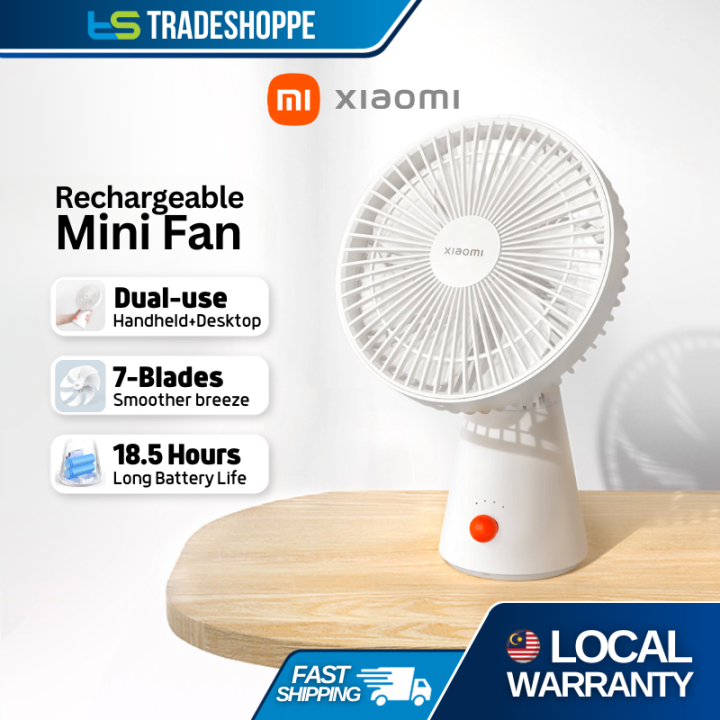Xiaomi Rechargeable Mini Fan Desktop + Handheld 7 Blades 4000mAh 𝟏𝟖.𝟓 ...