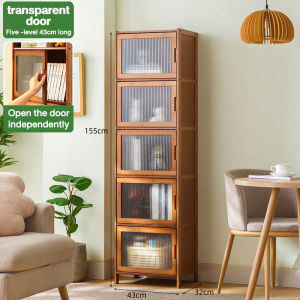 Narrow Cabinet With Door Dust Proof Grid Cabinet Standing 2/5/6 Layers Cabinet Storage Cabinet Shelf Bookshelf