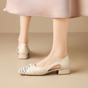 [Free Shipping] Shallow-Toe WomenS Shoes 2026 Summer New Collection Featuring A Hollowed-Out Woven Design Breathable And Comfortable With A Stylish Chunky Heel