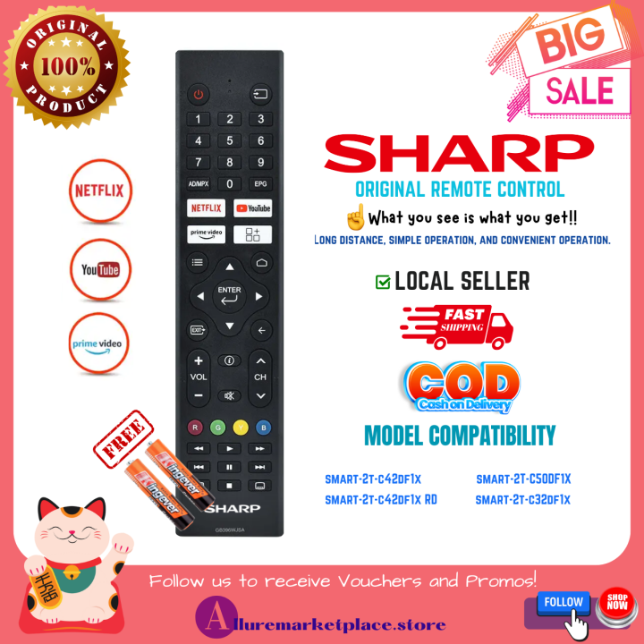 SHARP Smart TV Remote Control GB396WJSA MODEL 2T C42DF1X 2T C42DF1X RD
